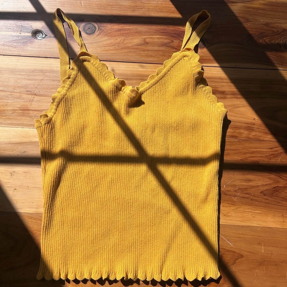 Active USA Mustard Scallop Trim Camisole